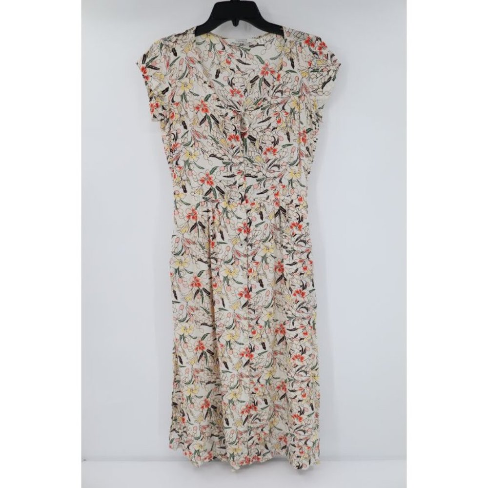 & other stories Women's 4 short sleeve button front floral summer dress viscose